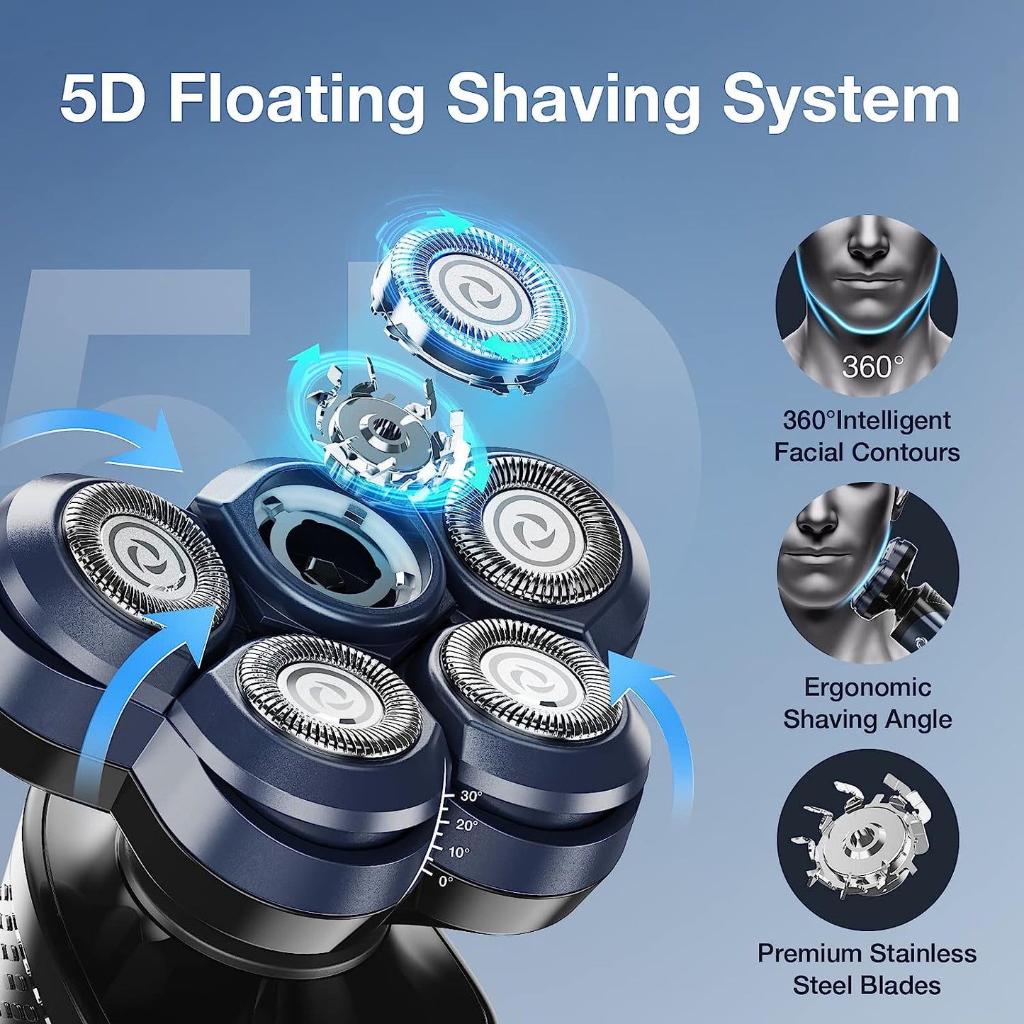 5D Portable Magnetic Shaver with Charging Stand